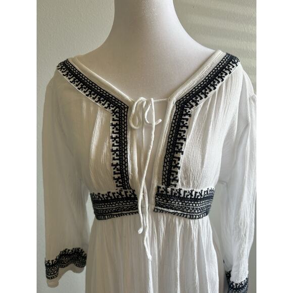 Boho Dress White Layered Tiered Coverup Beachy Resort Cruise Festival Fairy L-XL - Picture 2 of 9